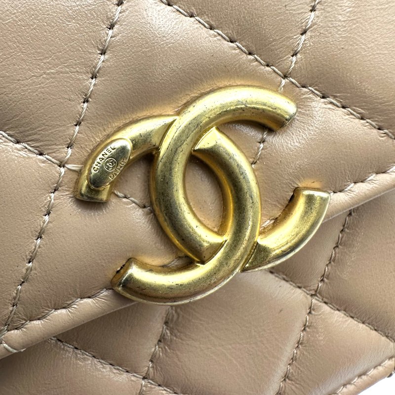 【美收精品】CHANEL 奶茶色長鍊包 B-863【隔月月中將轉賣至日本 上架期限30天】-12