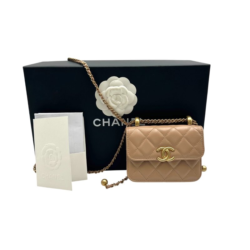 【美收精品】CHANEL 奶茶色長鍊包 B-863【隔月月中將轉賣至日本 上架期限30天】-13