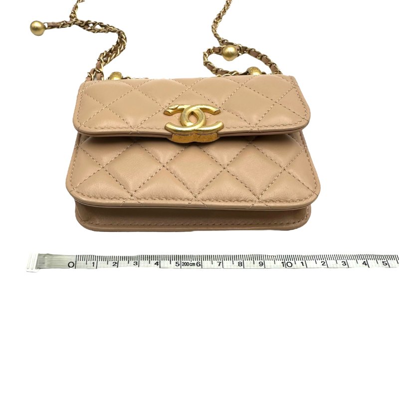 【美收精品】CHANEL 奶茶色長鍊包 B-863【隔月月中將轉賣至日本 上架期限30天】-14