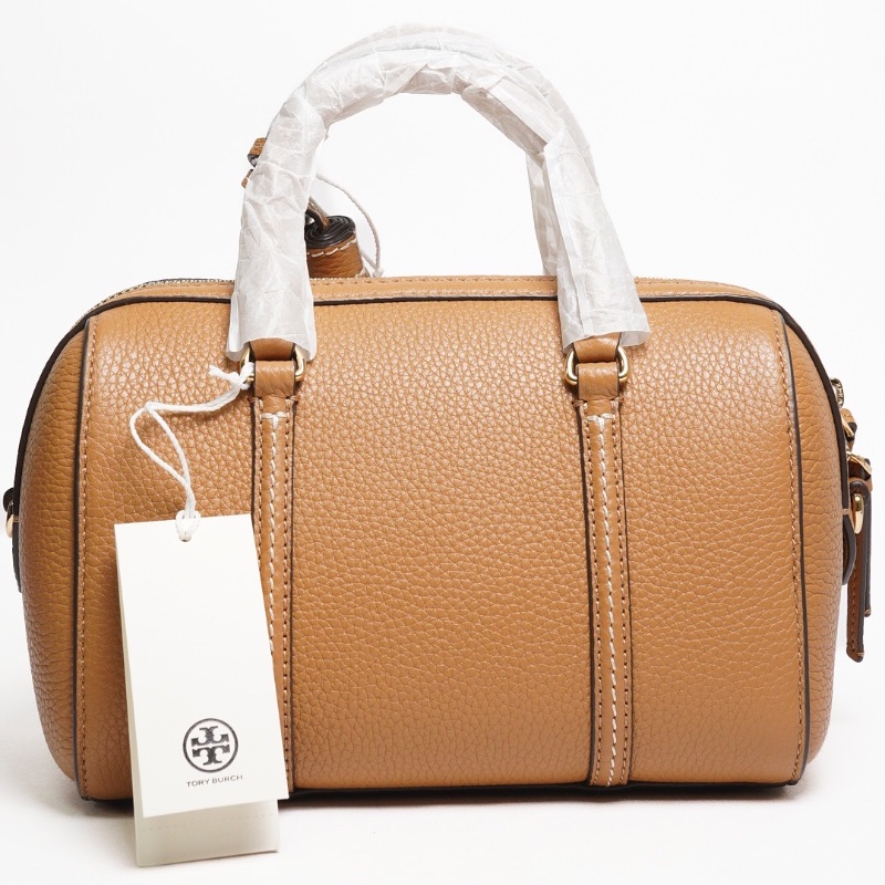 TORY BURCH THEA 荔枝紋手提/斜背二用波士頓包 棕色-1