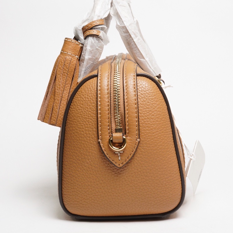 TORY BURCH THEA 荔枝紋手提/斜背二用波士頓包 棕色-2