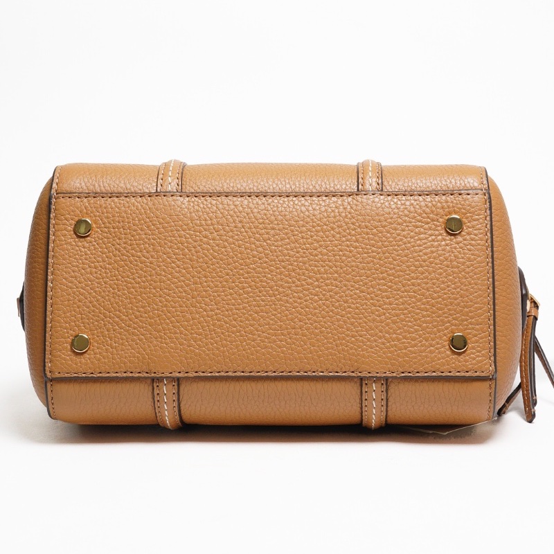 TORY BURCH THEA 荔枝紋手提/斜背二用波士頓包 棕色-7