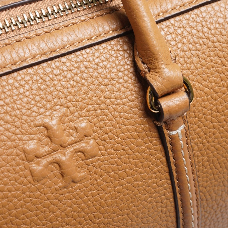 TORY BURCH THEA 荔枝紋手提/斜背二用波士頓包 棕色-8