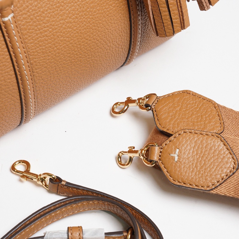 TORY BURCH THEA 荔枝紋手提/斜背二用波士頓包 棕色-10