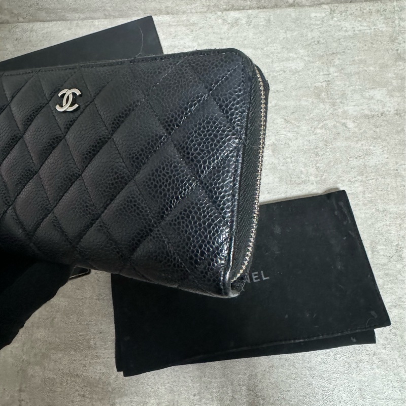 正品 Chanel 經典新款黑銀長夾-2
