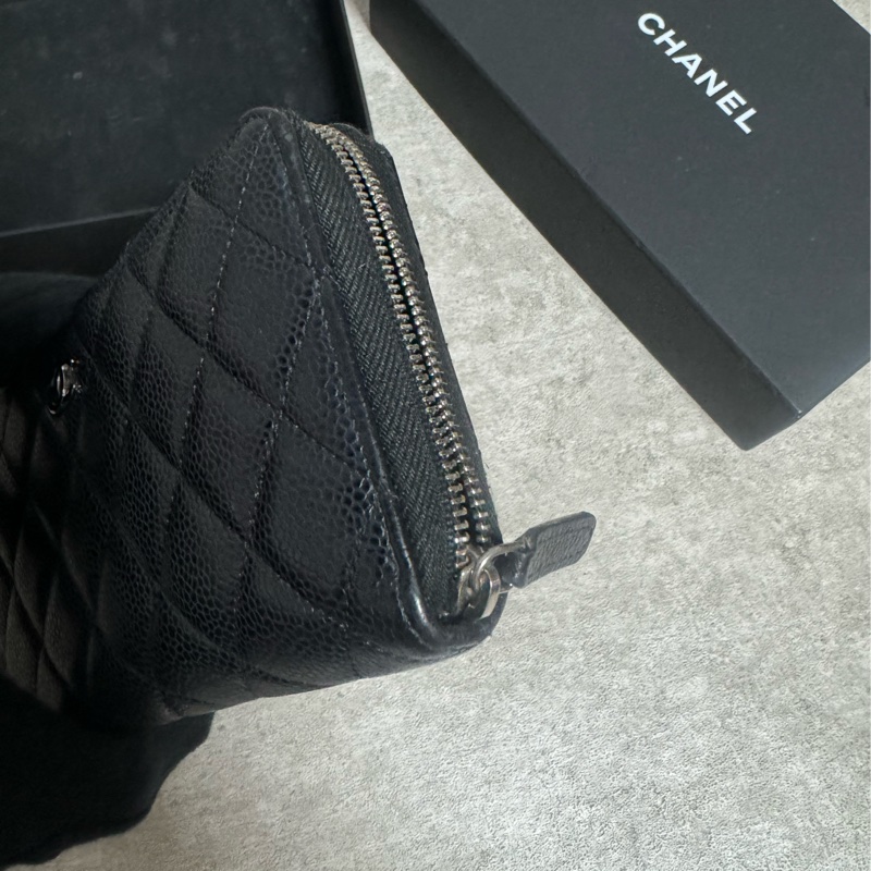 正品 Chanel 經典新款黑銀長夾-6
