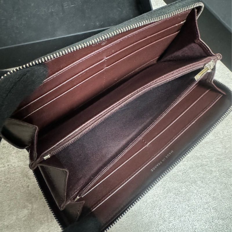 正品 Chanel 經典新款黑銀長夾-7