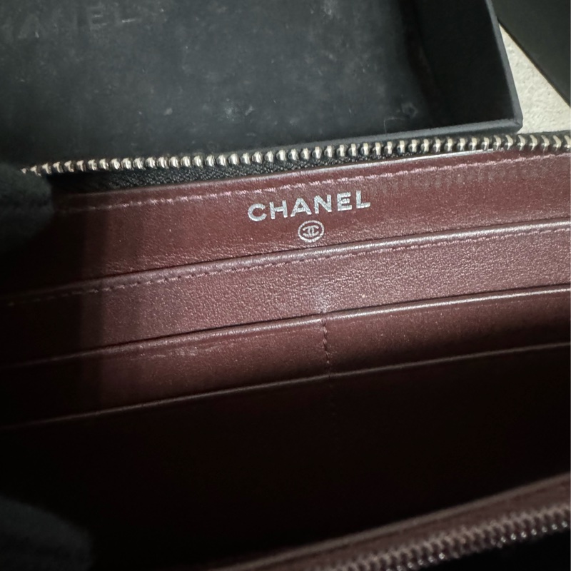 正品 Chanel 經典新款黑銀長夾-8