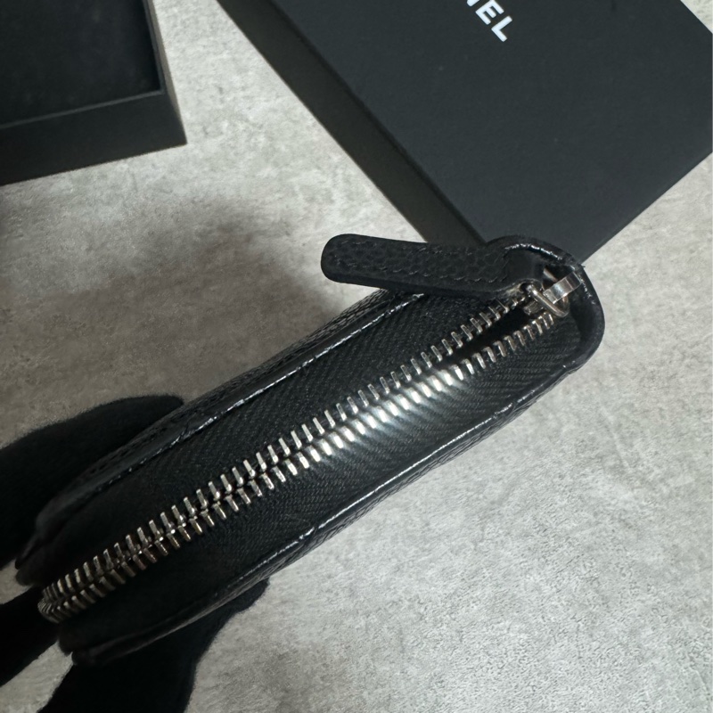 正品 Chanel 經典新款黑銀長夾-9