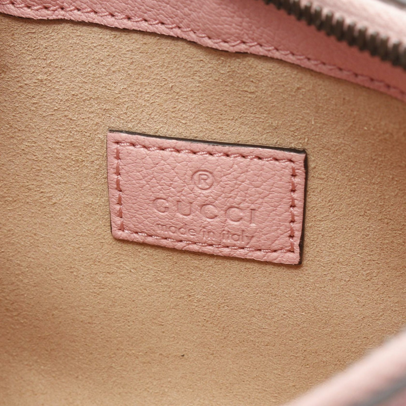 GUCCI Aphrodite GG Marmont 手提包 739076 皮革 粉紅色 二手 女士-3