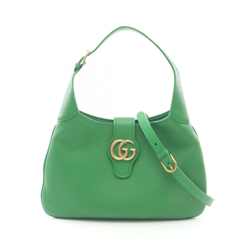 GUCCI GG Marmont 單肩包 手袋 726274 皮革 綠色 二手 女款 GHW-0