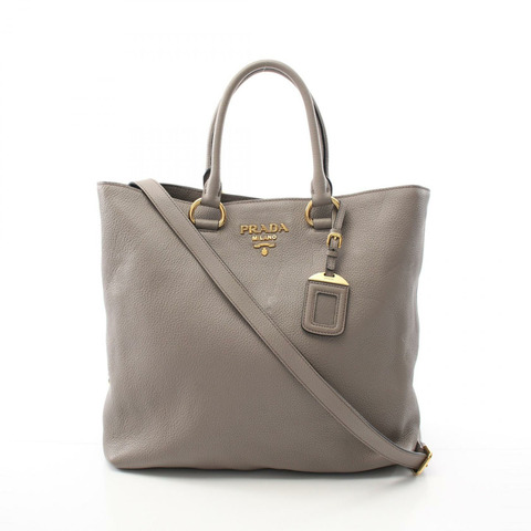 PRADA Vitello Phenix 2Way 斜背包 單肩托特包 1BG865 皮革 米色 二手