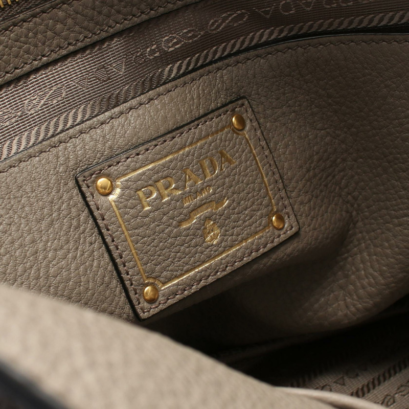 PRADA Vitello Phenix 2Way 斜背包 單肩托特包 1BG865 皮革 米色 二手-3