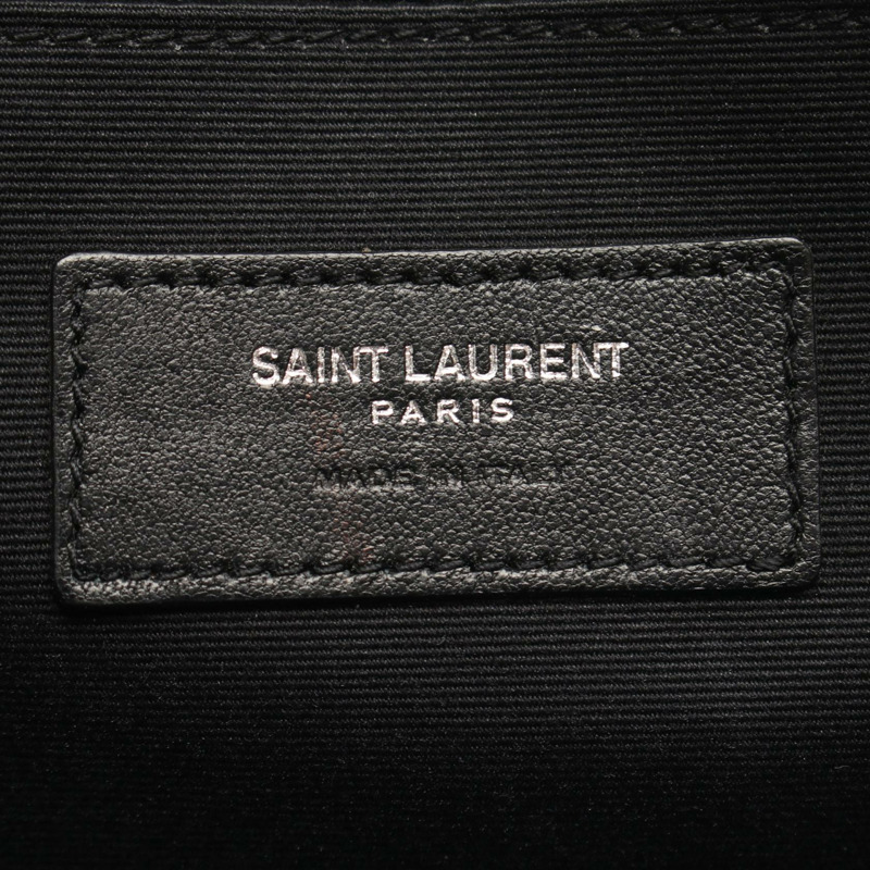 SAINT LAURENT PARIS 商務包手拿包皮革黑色二手男式-3