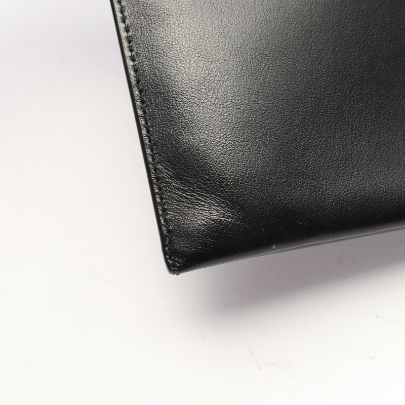 SAINT LAURENT PARIS 商務包手拿包皮革黑色二手男式-6