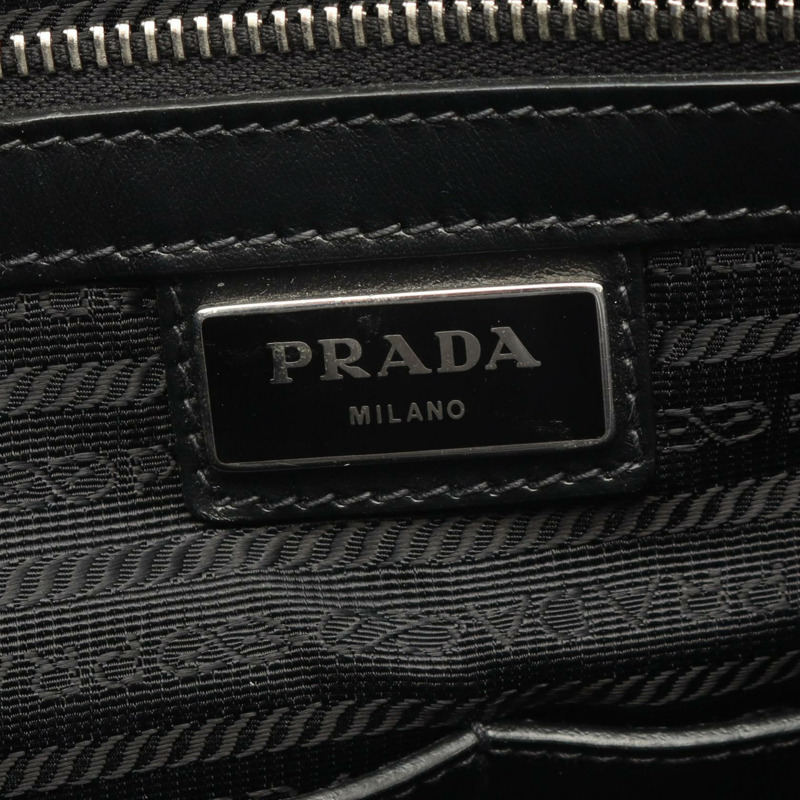 PRADA 商務包 2VG039 Saffiano 皮革 異國皮革 黑色 海軍藍 二手男款-3