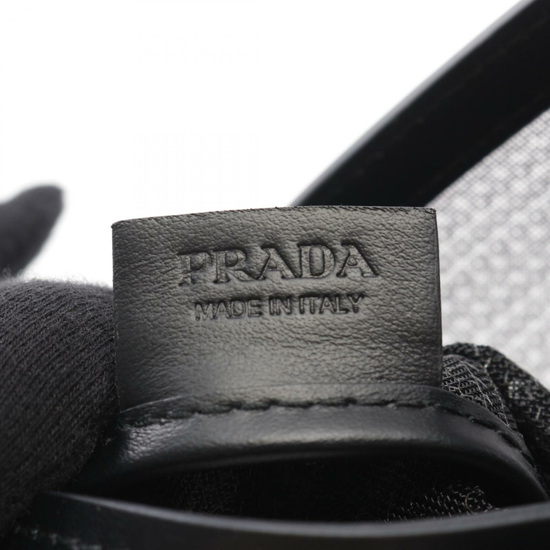 PRADA RETE PAILLETTES 手提包 1BG417 漆皮網布黑色二手女士-3
