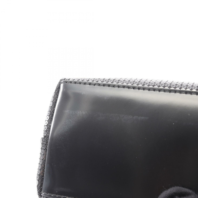 PRADA RETE PAILLETTES 手提包 1BG417 漆皮網布黑色二手女士-4