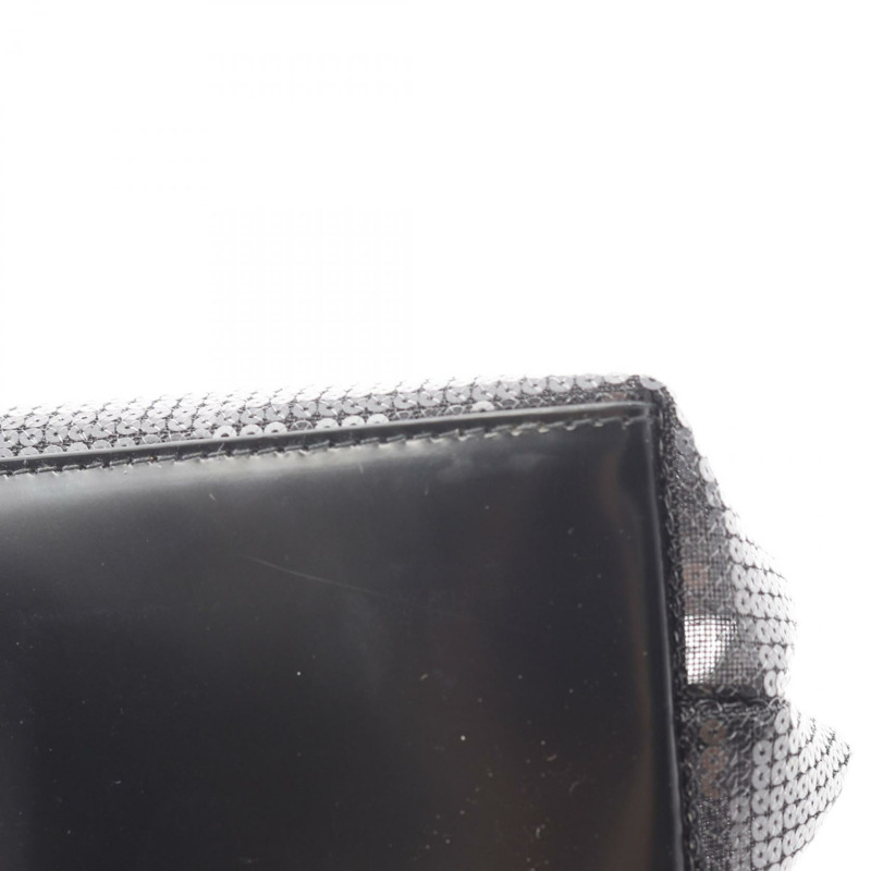 PRADA RETE PAILLETTES 手提包 1BG417 漆皮網布黑色二手女士-5