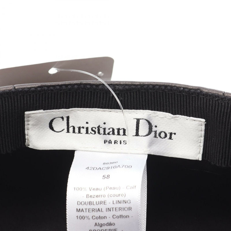 Christian Dior 貝雷帽 42DAC910A70090058 皮革 黑色 女款 #58-3
