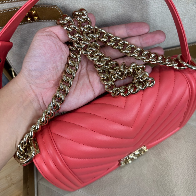上架中🔑Chanel 粉橘山形BOY 25翻蓋鍊包-17