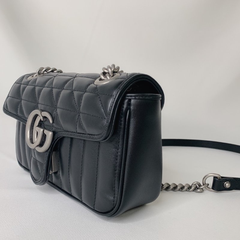 GUCCI 全新Marmont小型黑銀肩揹包-2