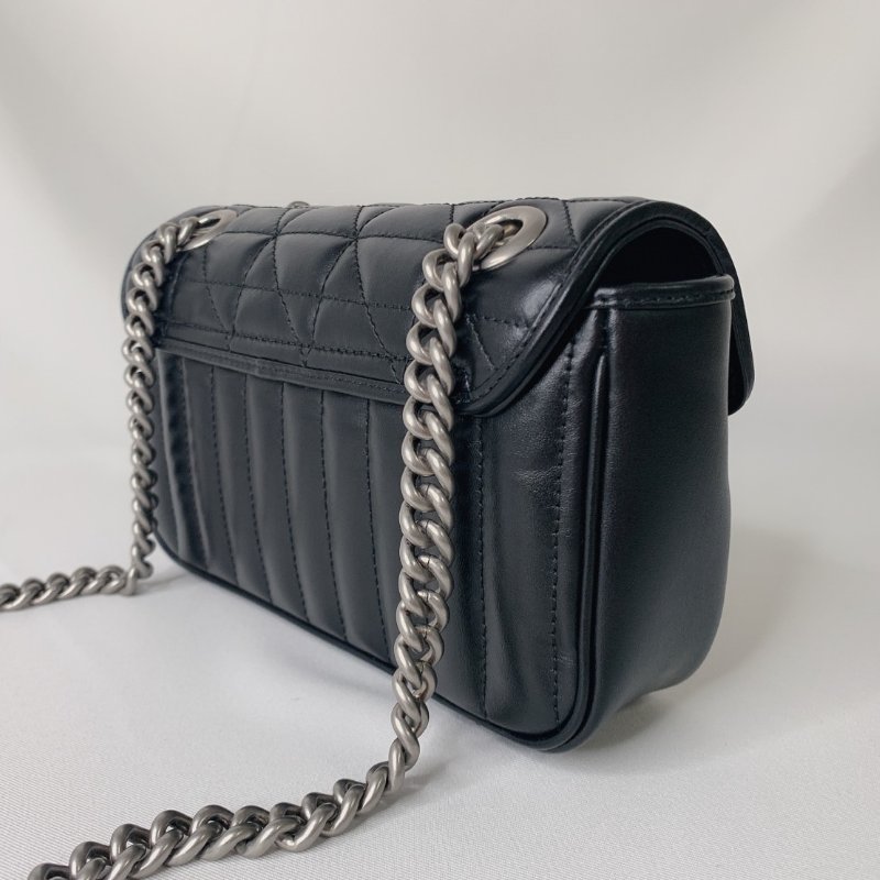 GUCCI 全新Marmont小型黑銀肩揹包-4
