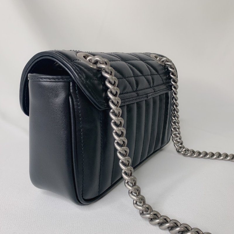 GUCCI 全新Marmont小型黑銀肩揹包-5