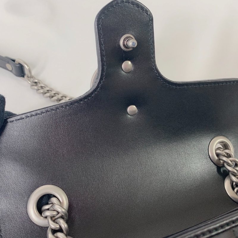 GUCCI 全新Marmont小型黑銀肩揹包-6