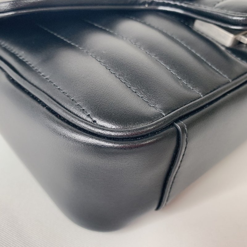 GUCCI 全新Marmont小型黑銀肩揹包-12