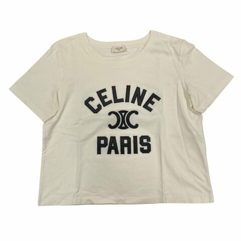 CELINE 賽琳 短版 S號 白T 棉 上衣 白色