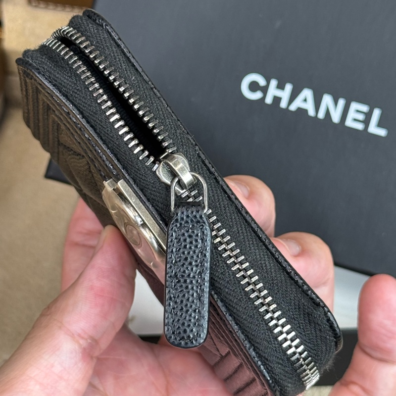 在台現貨CHANEL Boy黑荔枝紋拉鍊零錢包🖤🩶新款現貨-10