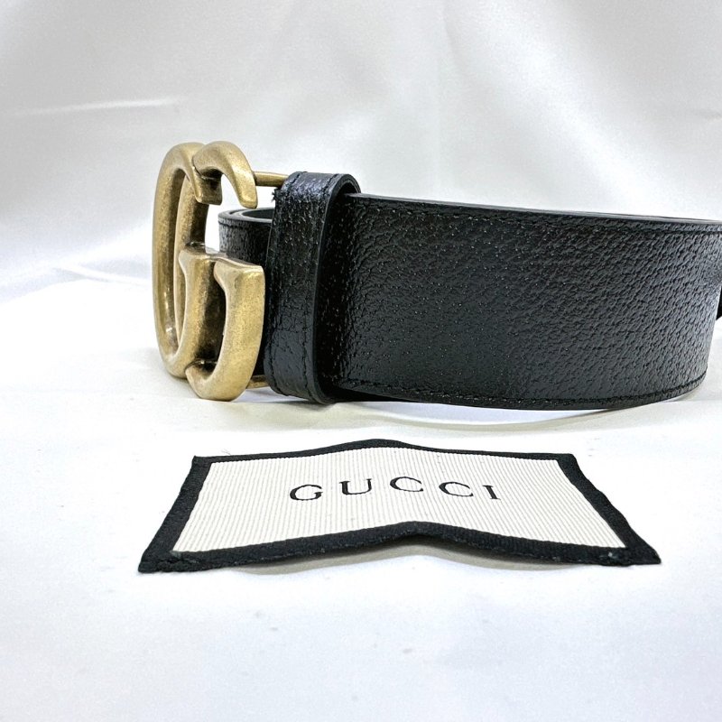 GUCCI 全新仿舊金色雙G皮帶-2