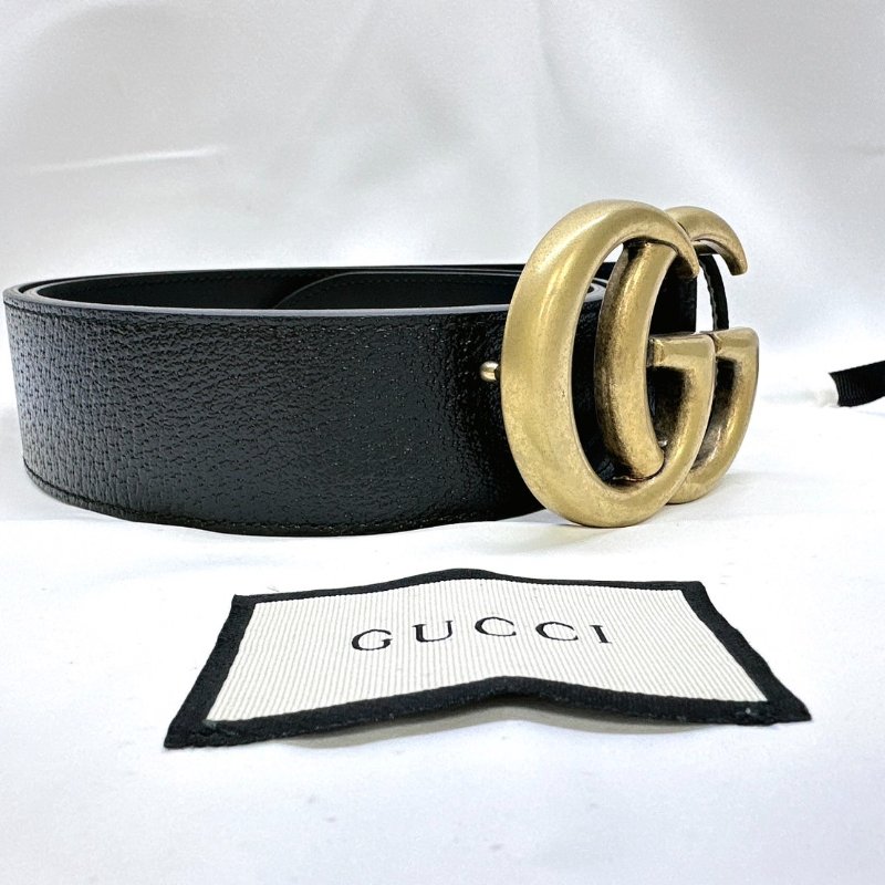 GUCCI 全新仿舊金色雙G皮帶-3