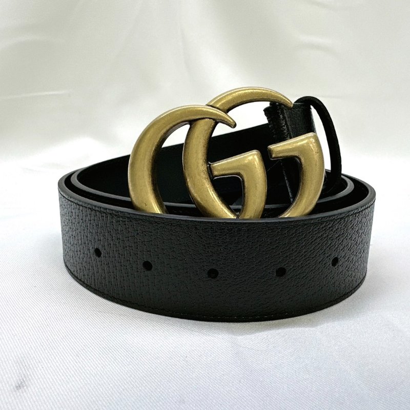 GUCCI 全新仿舊金色雙G皮帶-4