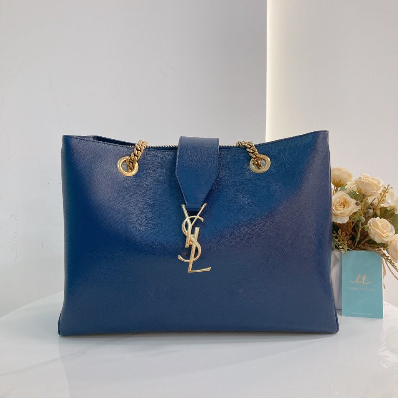 MS0349 Yves Saint Laurent YSL 聖羅蘭 手提 托特包 顆粒牛皮 軍藍色 Tote 35cm Grained Calfskin Navy x GHW-0