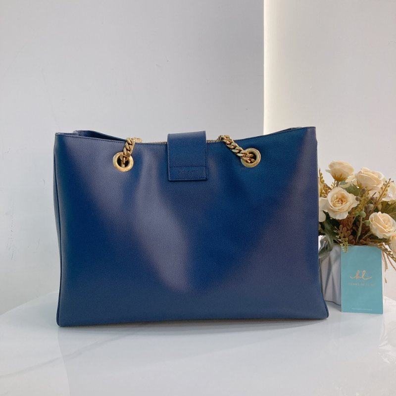 MS0349 Yves Saint Laurent YSL 聖羅蘭 手提 托特包 顆粒牛皮 軍藍色 Tote 35cm Grained Calfskin Navy x GHW-1