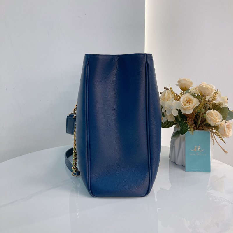 MS0349 Yves Saint Laurent YSL 聖羅蘭 手提 托特包 顆粒牛皮 軍藍色 Tote 35cm Grained Calfskin Navy x GHW-2