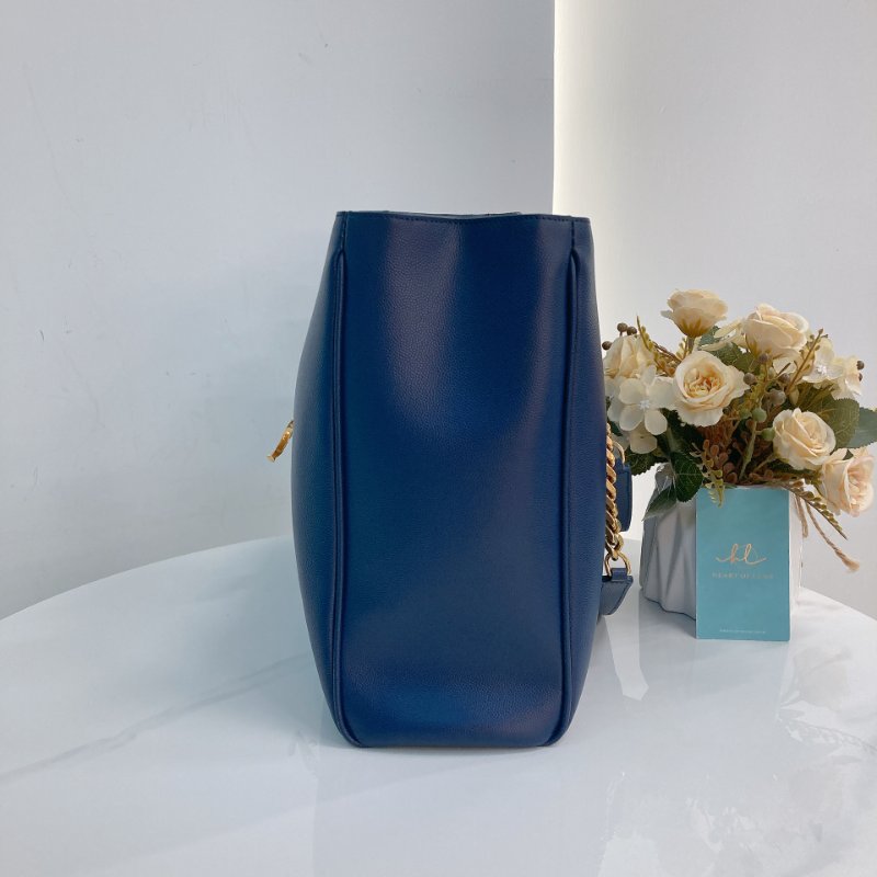 MS0349 Yves Saint Laurent YSL 聖羅蘭 手提 托特包 顆粒牛皮 軍藍色 Tote 35cm Grained Calfskin Navy x GHW-3