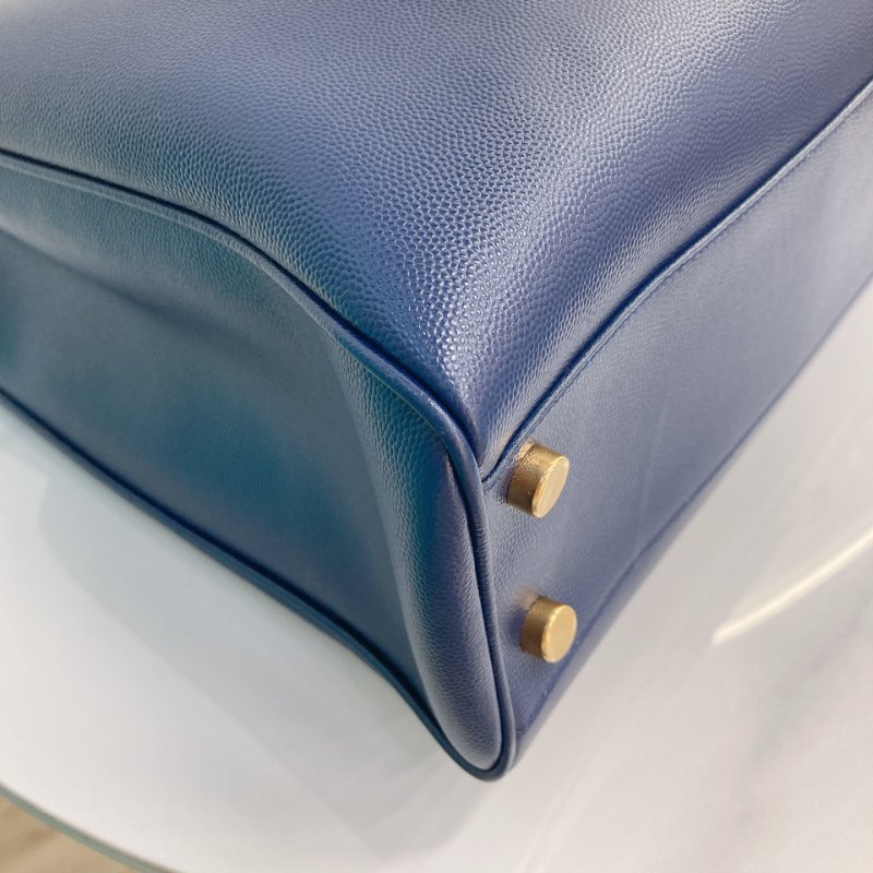 MS0349 Yves Saint Laurent YSL 聖羅蘭 手提 托特包 顆粒牛皮 軍藍色 Tote 35cm Grained Calfskin Navy x GHW-5