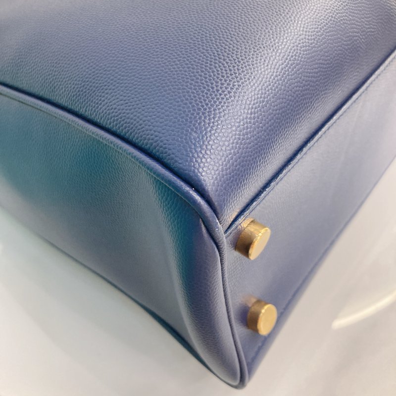 MS0349 Yves Saint Laurent YSL 聖羅蘭 手提 托特包 顆粒牛皮 軍藍色 Tote 35cm Grained Calfskin Navy x GHW-7