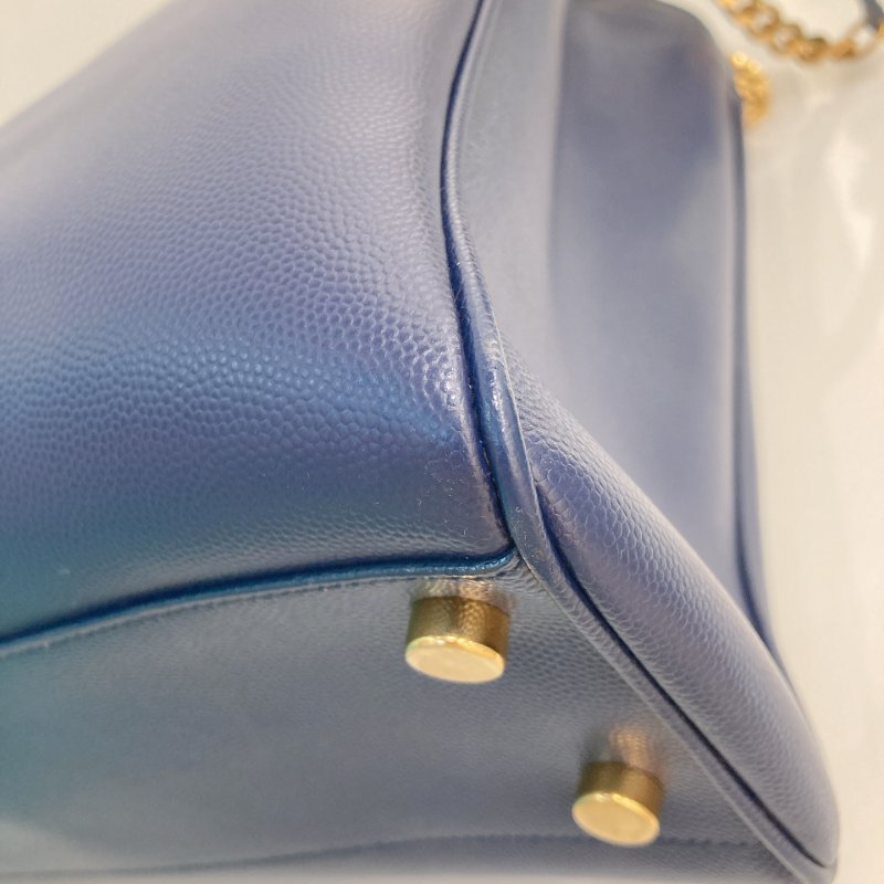 MS0349 Yves Saint Laurent YSL 聖羅蘭 手提 托特包 顆粒牛皮 軍藍色 Tote 35cm Grained Calfskin Navy x GHW-8