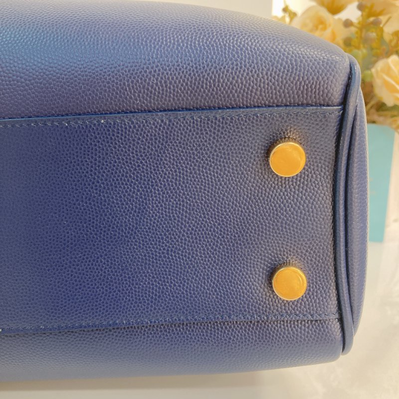 MS0349 Yves Saint Laurent YSL 聖羅蘭 手提 托特包 顆粒牛皮 軍藍色 Tote 35cm Grained Calfskin Navy x GHW-11