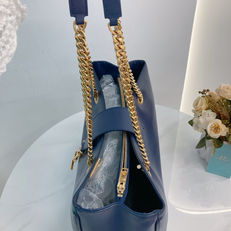 MS0349 Yves Saint Laurent YSL 聖羅蘭 手提 托特包 顆粒牛皮 軍藍色 Tote 35cm Grained Calfskin Navy x GHW-12