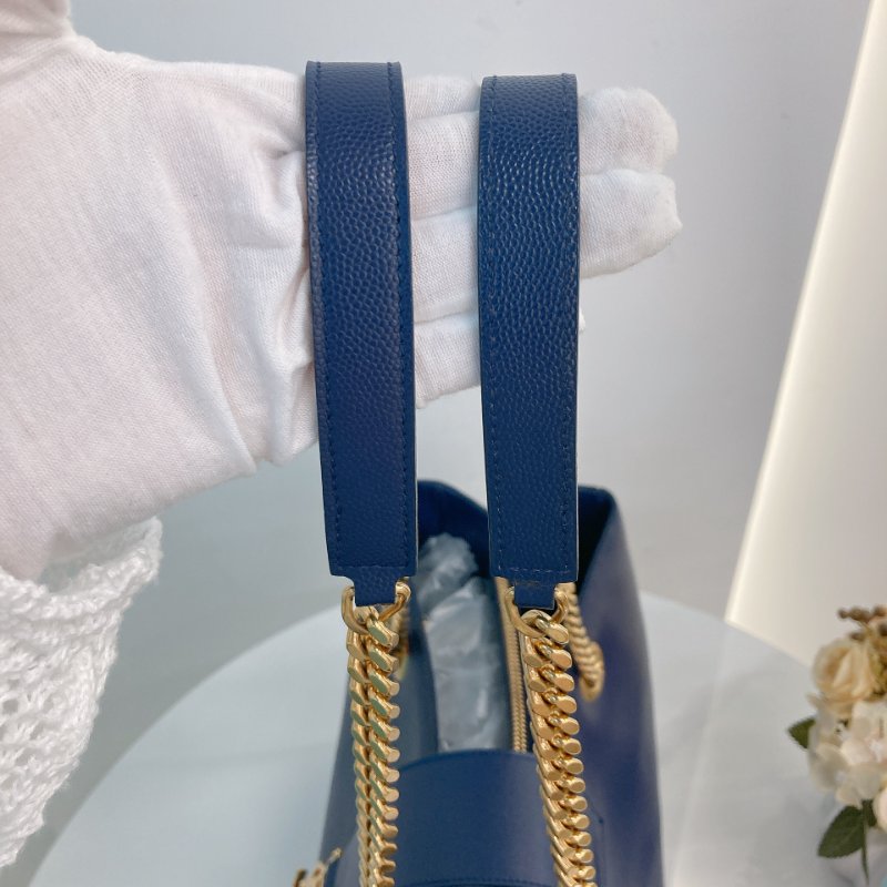 MS0349 Yves Saint Laurent YSL 聖羅蘭 手提 托特包 顆粒牛皮 軍藍色 Tote 35cm Grained Calfskin Navy x GHW-13