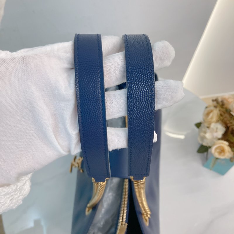 MS0349 Yves Saint Laurent YSL 聖羅蘭 手提 托特包 顆粒牛皮 軍藍色 Tote 35cm Grained Calfskin Navy x GHW-14