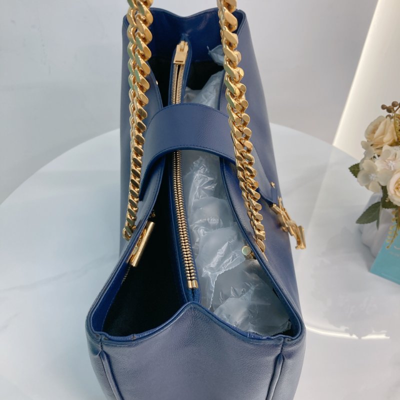 MS0349 Yves Saint Laurent YSL 聖羅蘭 手提 托特包 顆粒牛皮 軍藍色 Tote 35cm Grained Calfskin Navy x GHW-15