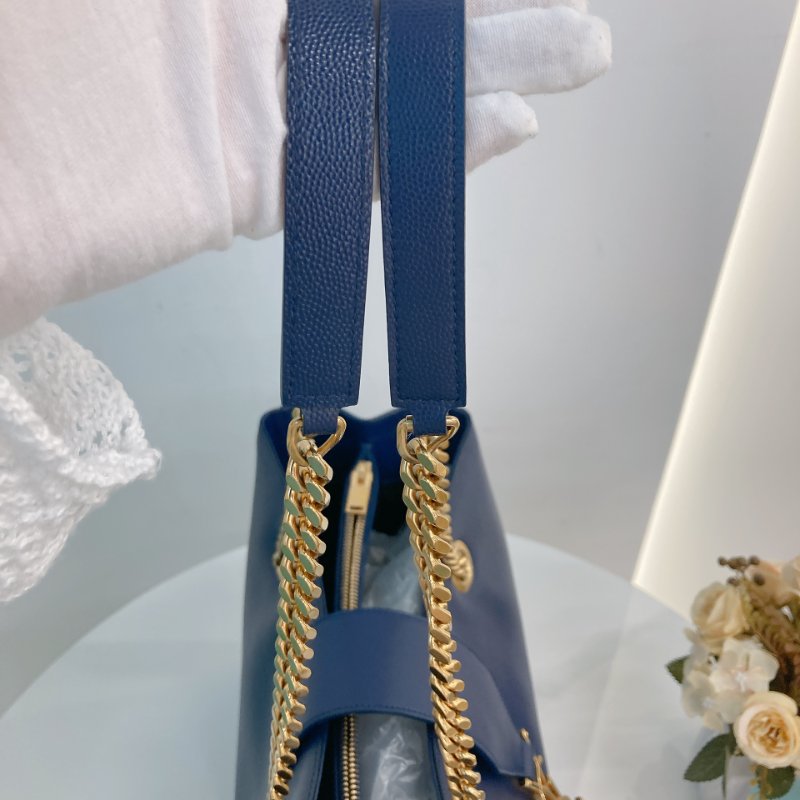 MS0349 Yves Saint Laurent YSL 聖羅蘭 手提 托特包 顆粒牛皮 軍藍色 Tote 35cm Grained Calfskin Navy x GHW-16