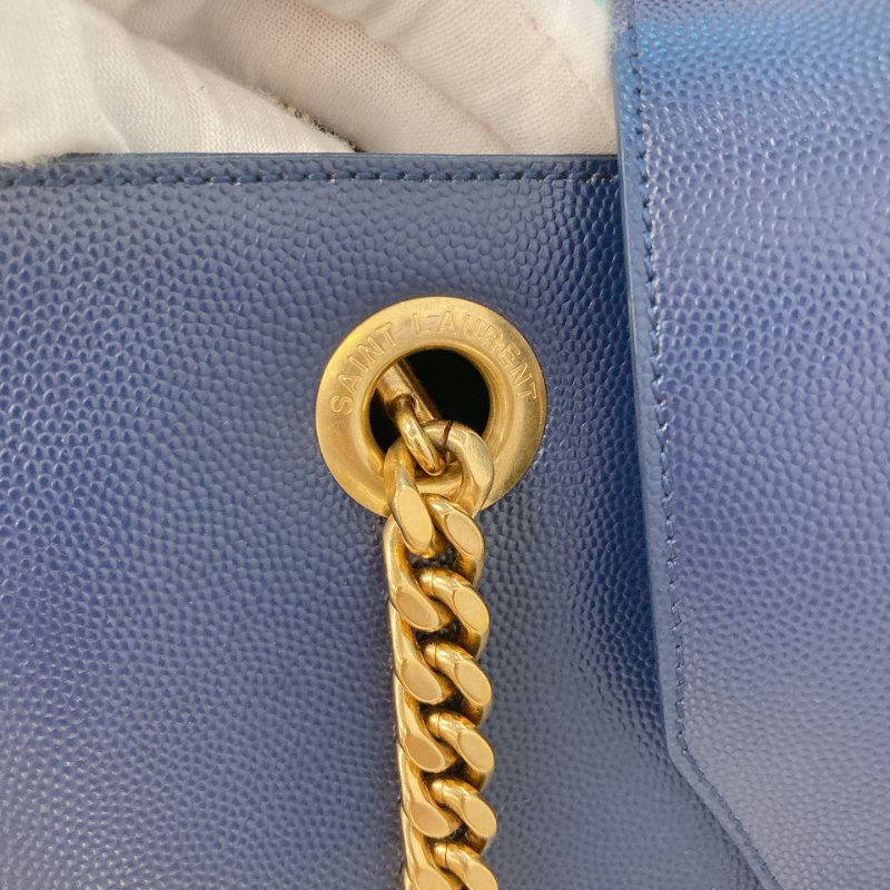 MS0349 Yves Saint Laurent YSL 聖羅蘭 手提 托特包 顆粒牛皮 軍藍色 Tote 35cm Grained Calfskin Navy x GHW-24