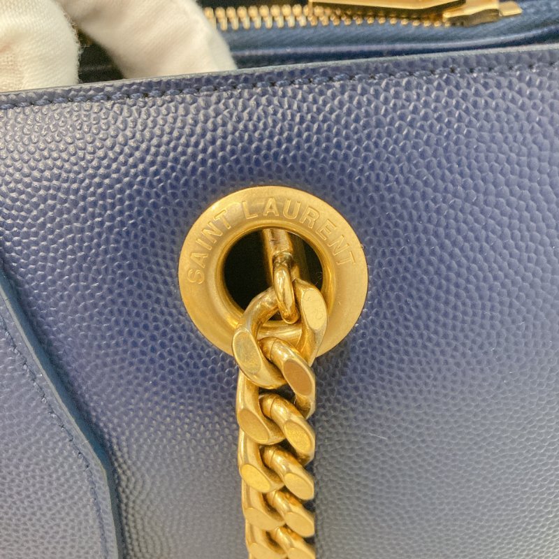 MS0349 Yves Saint Laurent YSL 聖羅蘭 手提 托特包 顆粒牛皮 軍藍色 Tote 35cm Grained Calfskin Navy x GHW-25
